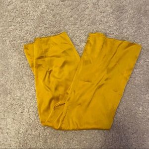 tiger mist yellow satin midi skirt